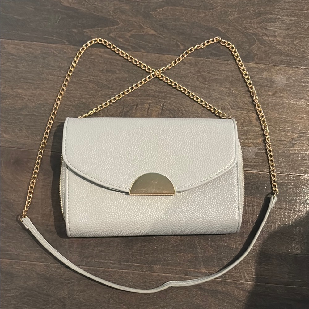 Gray + Gold Leather Purse